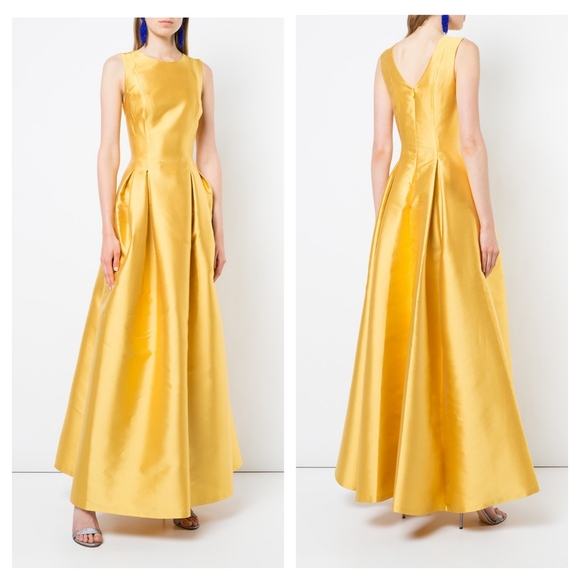 SACHIN & BABI Marmara Taffeta Sleeveless Ball Gown In Yellow Size 4 - Picture 1 of 3